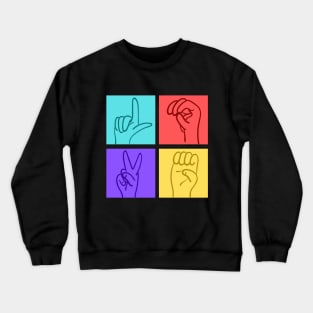 Symbolic Love: Hand Gestures Speak through Colorful Squares Crewneck Sweatshirt